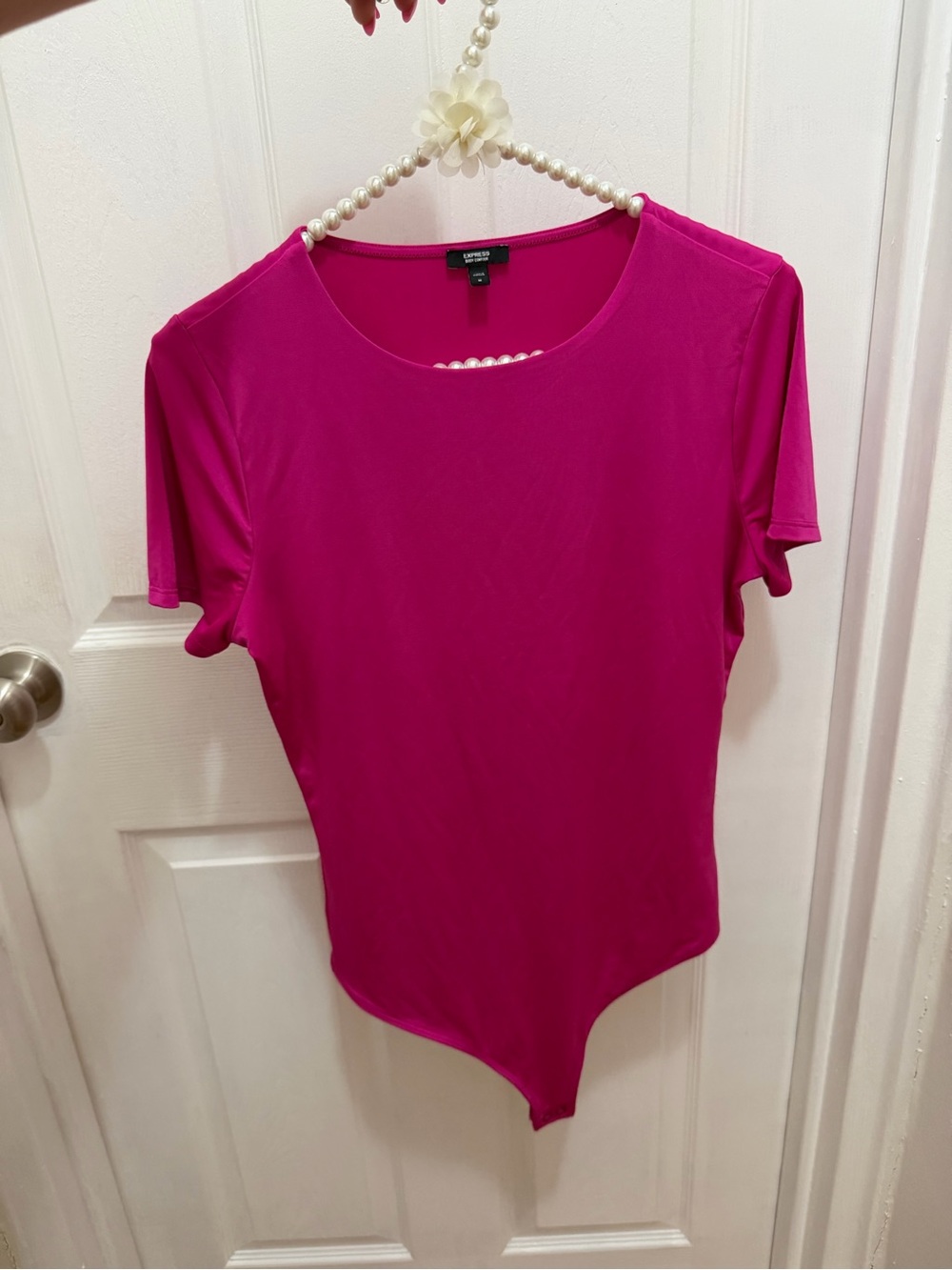 Express Size Medium Body Contour Bodysuit Womens Short Sleeve May Be Hot Pink